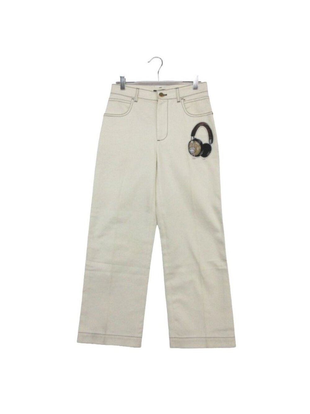Louis Vuitton Denim Pants Stitch Jeans Headphones LV Logo Embroidery Patch